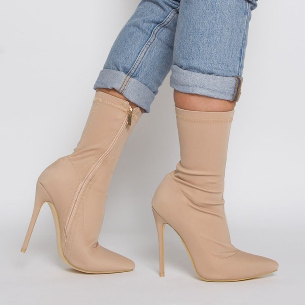 Nude Mid Ankle Booties (Brand New)